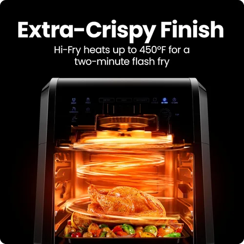 Miniatura 7 de Chefman Horno freidora de aire 6 en 1 de 12 cuartos de galón con temporizador digital, pantalla táctil y 12 ajustes preestablecidos, horno