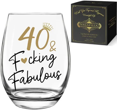 Miniatura 13 de Copas de vino de 40 cumpleaños para abuela, mamá, esposa, padres, mujeres, ella, regalos únicos de 40 años de parte de su esposo, niños, cuarenta