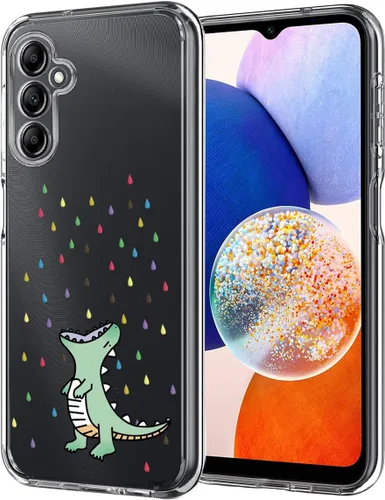 Miniatura 8 de Unov Funda diseñada para Galaxy A14 4G / 5G, funda transparente con patrón antideslizante en relieve, a prueba de golpes delgada protectora