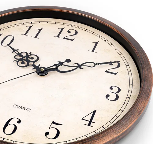 Miniatura 4 de Bernhard Products - Reloj de pared vintage marrón, silencioso, sin tictac, de 18 pulgadas, extra grande, de cuarzo de calidad, funciona