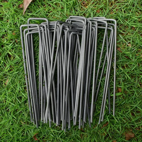 Miniatura 2 de MySit Paquete de 100 grapas de jardín de 6 pulgadas, estacas de jardín, grapas de tela para malezas, resistentes calibre 11 (0.118 pulgadas), Negro