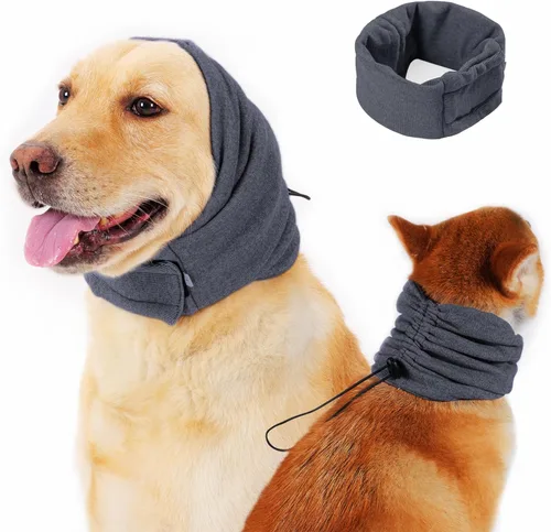 Miniatura 14 de Envolturas para las orejas sin sacudidas para perros, suave con capucha calmante para perros, orejeras para ansiedad, aseo, baño, natación, Negro