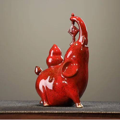 Miniatura 7 de NYKK Escultura de estatua china de feng shui, cerámica creativa, muebles de elefante auspicioso, sala de estar, estudio, entrada, gabinete
