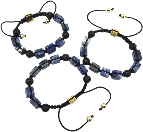 Miniatura 3 de EDEN'S CALL Pulsera de piedra de cristal natural para mujeres y hombres, ajustable, macramé, cuentas redondas de roca de lava, difusor de aceite