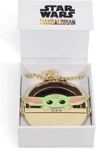 Miniatura 3 de Star Wars The Mandalorian Baby Yoda en cadena de oro, collar con tapa magnética para decoración, colgante de base de metal único duradero