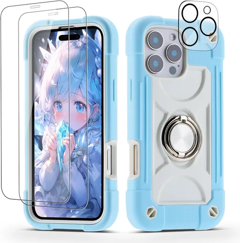 Miniatura 87 de Funda para iPhone 11 de 6.1 pulgadas con soporte de anillo, con 2 protectores de pantalla de vidrio, resistente a los golpes, resistente a