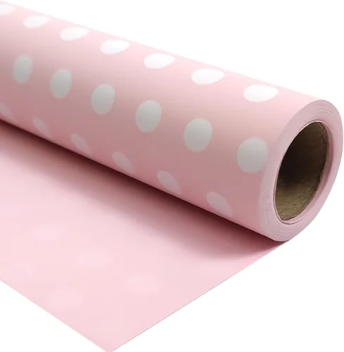 Miniatura 9 de LDGOOAEL Mini rollo de papel de regalo pequeño y corto, diseño reversible (17 pulgadas x 32.8 pies), damasco negro para vacaciones, día de la madre