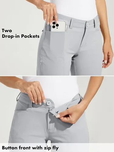 Miniatura 5 de Willit Pantalones de golf para mujer, elásticos, de secado rápido, ligeros, casuales, con bolsillos, resistentes al agua