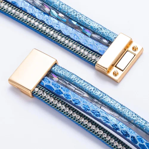 Miniatura 108 de FANCY SHINY - Pulsera de cuero estilo bohemio, pulsera de cuentas de cristal con cierre magnético, regalos de joyería para mujer