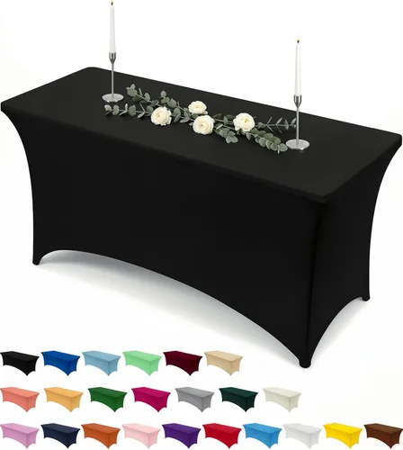 Miniatura 29 de Utopia Kitchen Mantel rectangular de spándex de 4 pies [1 unidad, negro] 200 GSM elástico, ajustado, lavable y resistente a las arrugas, cubierta