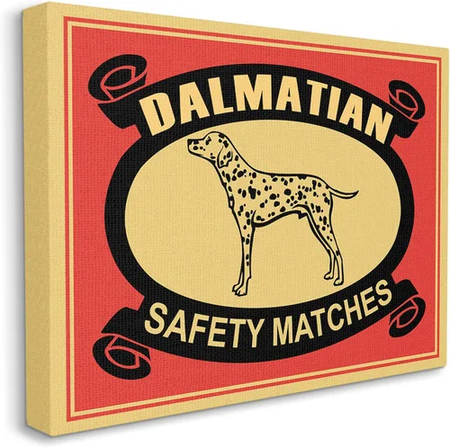 Stupell Industries Ilustración de fósforos de seguridad dálmata vintage, color rojo, diseñado por Mark Rogan, arte de pared, 16 x 20 pulgadas,