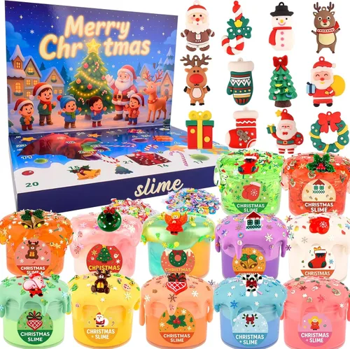 Kit de slime de Navidad – Slime de Navidad antiadherente, suave, elástico, regalos de fiesta de slime para niños, perfecto para rellenos de