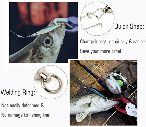 Miniatura 4 de AMYSPORTS Cojinete con Doble Bloqueo para Pesca con Snap, Cojinetes Giratórios de Acero Inoxidable para Cañas de Pesca, Cojinetes con Punta