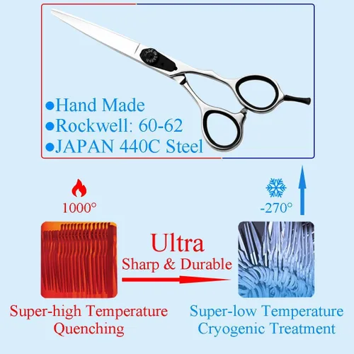 Miniatura 4 de Moontay Tijeras de corte de pelo de 6.0", tijeras profesionales de peluquería de peluquería, JP-440C tijeras de salón de acero inoxidable
