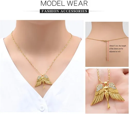 Miniatura 3 de Imrsanl Joyería de cremación con dije de ángel para dama, medallón conmemorativo de ceniza, collar de urna para cenizas, alas, joyería de recuerdo