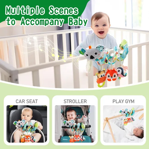 Miniatura 4 de Juguetes Jollybaby para cuna, carriola, asiento de coche para bebé de 0-3-6-9-12 meses, juguetes sensoriales colgantes para tiempo boca abajo