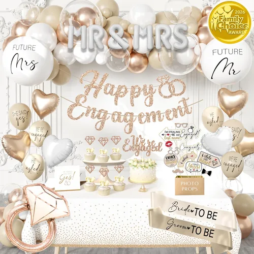 Miniatura 11 de 188 piezas de decoraciones rosas para despedida de soltera - Incluye arco de globos y cajas con letras de la A a la Z y más - Decoraciones