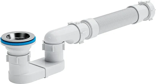 Miniatura 2 de Desagüe de ducha de bañera de perfil bajo de 1-1/2 pulgadas con trampa P flexible y plana para drenaje independiente de bañera para baño