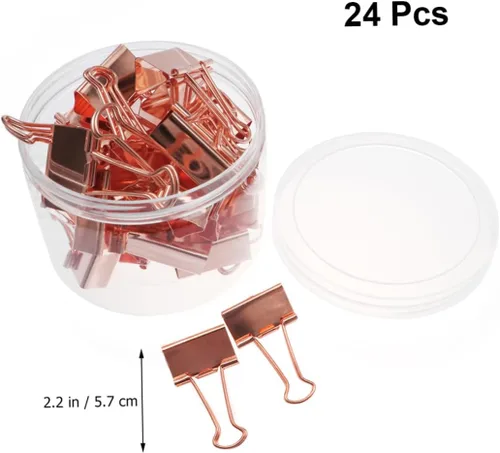 Miniatura 2 de Tofficu Clip para carpeta, 24 unidades, clips de archivo, clips de carpeta de papel, clips de carpeta de oficina, clip de carpeta Elliot de oro rosa
