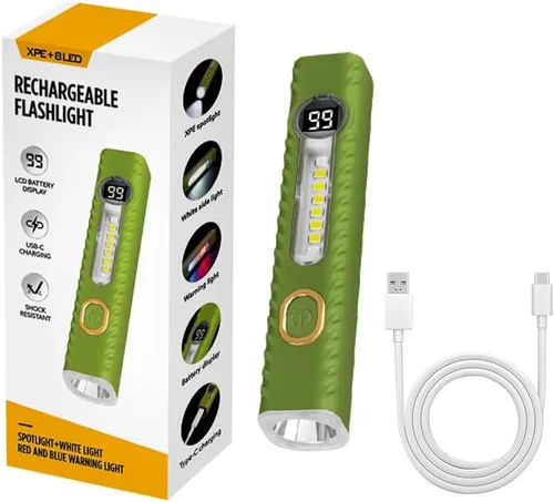 Miniatura 8 de Linternas recargables con 8 modos, linterna pequeña con pantalla digital LCD, luz de flash EDC de alto lúmenes, linternas LED de mano