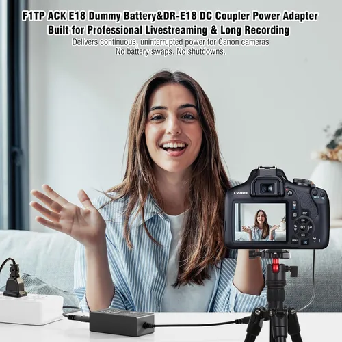 Miniatura 2 de para Canon R50 Batería ficticia ACK-E18 Adaptador de corriente alterna, LP-E17 Batería simulada DR-E18 Acoplador DC para Canon EOS Rebel R100 RP R8