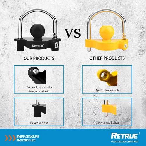 Miniatura 3 de RETRUE Cerradura de Acoplador Universal Candados para Remolque Candados de Enganche de Bola Cerradura de Enganche de Remolque Ajustable de Seguridad