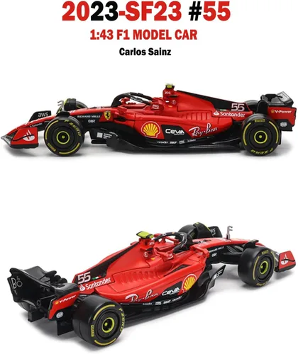 Miniatura 2 de HTLNUZD Bburago 2023 1/43 SF23#55 - Modelo de coche de carreras para F1 Scuderia Ferrari 1:43 SF23#55 Sainz aleación coche fundido a presión