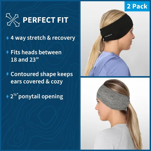Miniatura 16 de TrailHeads - Diadema para mujer, diseño de cola de caballo, con banda para la oreja que absorbe la humedad, ideal para correr