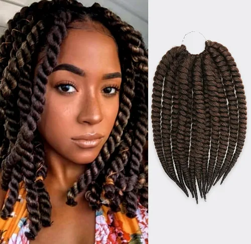 Miniatura 16 de Trenzas de ganchillo de pelo sintético auténtico doble Jumbo Senegalese Twist 12" (30)