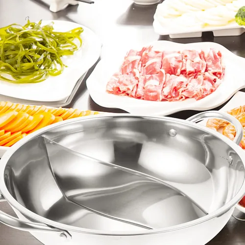 Miniatura 9 de DOITOOL Olla caliente con divisor de acero inoxidable de dos sabores chino Shabu Shabu olla caliente para estufa de gas de inducción eléctrica