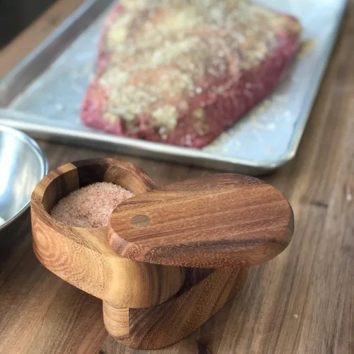 Miniatura 10 de Ironwood Gourmet 28221 Recipiente para guardar la sal de los Apalaches, madera de acacia, 4 x 4 x 2.5 pulgadas, marrón