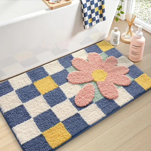 Miniatura 32 de LUMI Alfombra cuadrada de baño de playa, antideslizante, de secado rápido, ultra suave, lavable, absorbente, alfombra de baño con tema mar oceánico