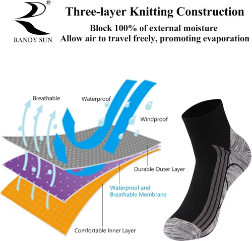 Miniatura 3 de RANDY SUN Calcetines impermeables, unisex, para ciclismo, caza, pesca, correr, 1 y 2 pares