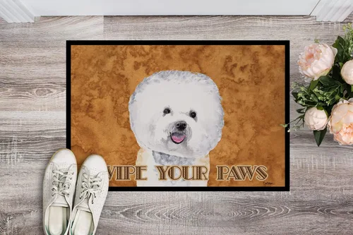 Miniatura 2 de Caroline's Treasures SC9135MAT - Felpudo de puerta de entrada Bichon Frise Wipe Your Paws de 18 x 27 pulgadas, para interiores y exteriores