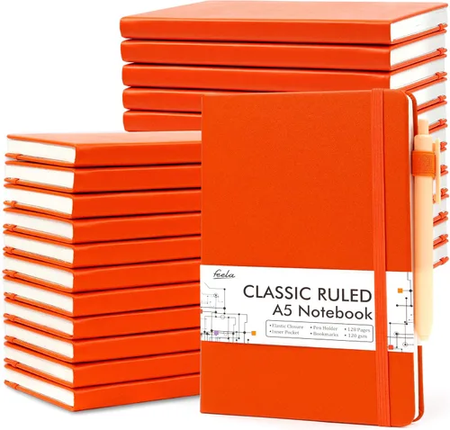 Miniatura 14 de Feela - Paquete de 24 cuadernos en blanco para el trabajo, cuaderno de negocios de tapa dura con líneas para escritura y soporte para bolígrafos