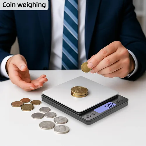 Miniatura 5 de SKEAP Báscula digital para joyeros y coleccionistas, escala digital de monedas con pantalla LCD retroiluminada, función de tara, ideal para piedras