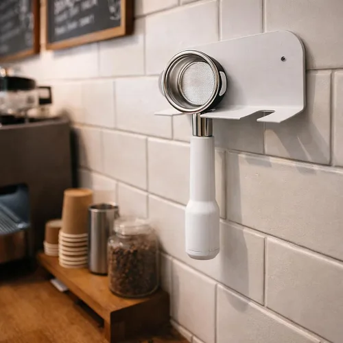 Miniatura 2 de CHICIRIS Soporte para portafiltro, soporte de pared para portafiltro de café con mango sin fondo, estante de pared universal para portafiltro