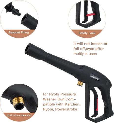Miniatura 2 de Pistola de lavado a presión con varita de extensión, piezas de lavadora a presión con 5 boquillas de pulverización compatibles con Karcher, Ryobi