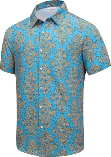 Miniatura 25 de SheLucki - Camisa hawaiana para hombre, unisex, de manga corta, con botones, para la playa y el verano, ropa casual estampada con sombra de palmas