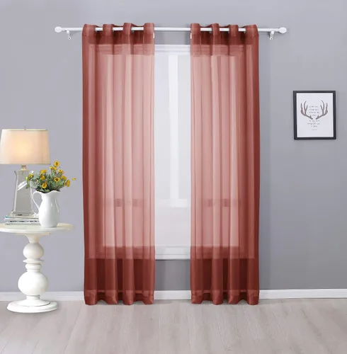 Miniatura 17 de Interior Trends Ariana - Juego de 2 cortinas de gasa transparente totalmente cosida con ojales (63 pulgadas de largo, beige)