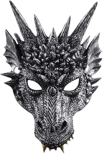 Himine - Máscara de cosplay de cabeza de dragón para festival, fiesta y Halloween Gris