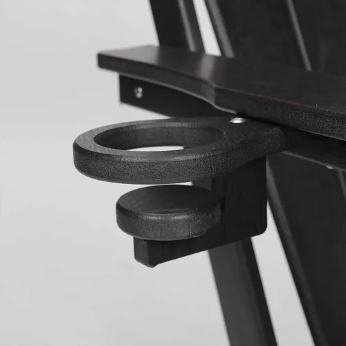 Miniatura 6 de Silla Adirondack plegable con soporte para tazas, silla de exterior de HDPE resistente a la intemperie, silla de césped de grano de madera para Negro