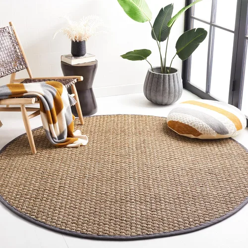 Miniatura 137 de Safavieh Natural Fiber NF114P - Alfombra redonda de hierba marina, tejido de canasta, con borde, de 244 cm, color gris Natural/ gris
