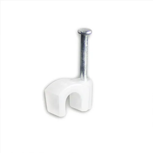 SatelliteSale Clips redondos blancos de un solo clavo para Ethernet Coaxial Teléfono Cable TV Cable Gestión de Cable 100 Unidades