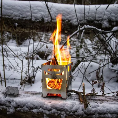 Miniatura 10 de OneTigris Estufa de camping para mochileros, portátil, plegable, estufa de leña para senderismo al aire libre, picnic, barbacoa, acero inoxidable