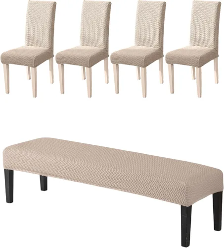 Miniatura 13 de CRFATOP 4 Piezas de Fundas Elásticas para Silla de Comedor con Funda para Banco Fundas Impresas para Silla de Comedor Fundas para Cojín de Asiento