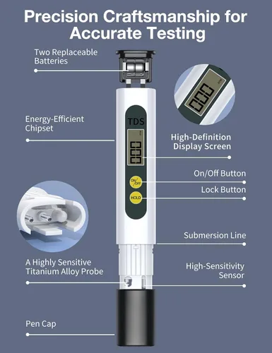 Miniatura 5 de Probador de TDS Medidor de Agua Digital - Kits de Prueba de Agua Asequibles y Confiables para Agua Potable - 0-9990ppm - 1s Obtenga Resultados