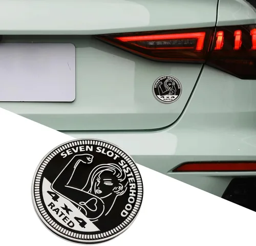 Miniatura 11 de Insignias de Automóvil 3D, Emblema Squatch Badge Rated, Insignia Automotriz de Metal 4 x 4, Calcomanías de Emblema Redondo, Insignias de Emblemas