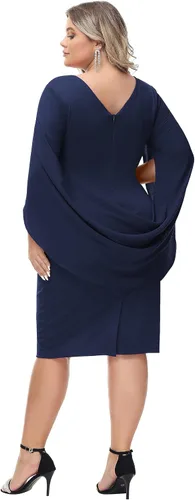 Miniatura 2 de Hanna Nikole Vestidos de gasa para mujer, talla grande, con volantes, estilo midi, bodycon