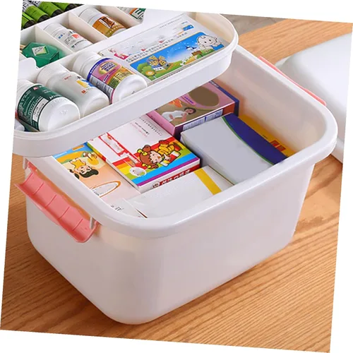 Miniatura 5 de Alipis Caja de plástico para medicina, gabinete de almacenamiento de medicamentos, caja de almacenamiento portátil, organizador de plástico